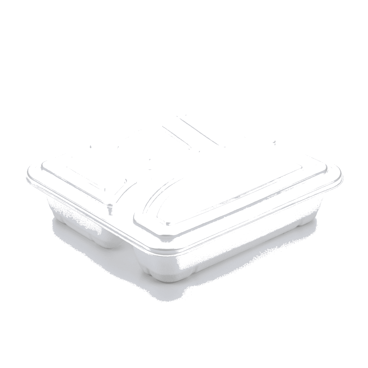 1000ml four-compartment food container (white)