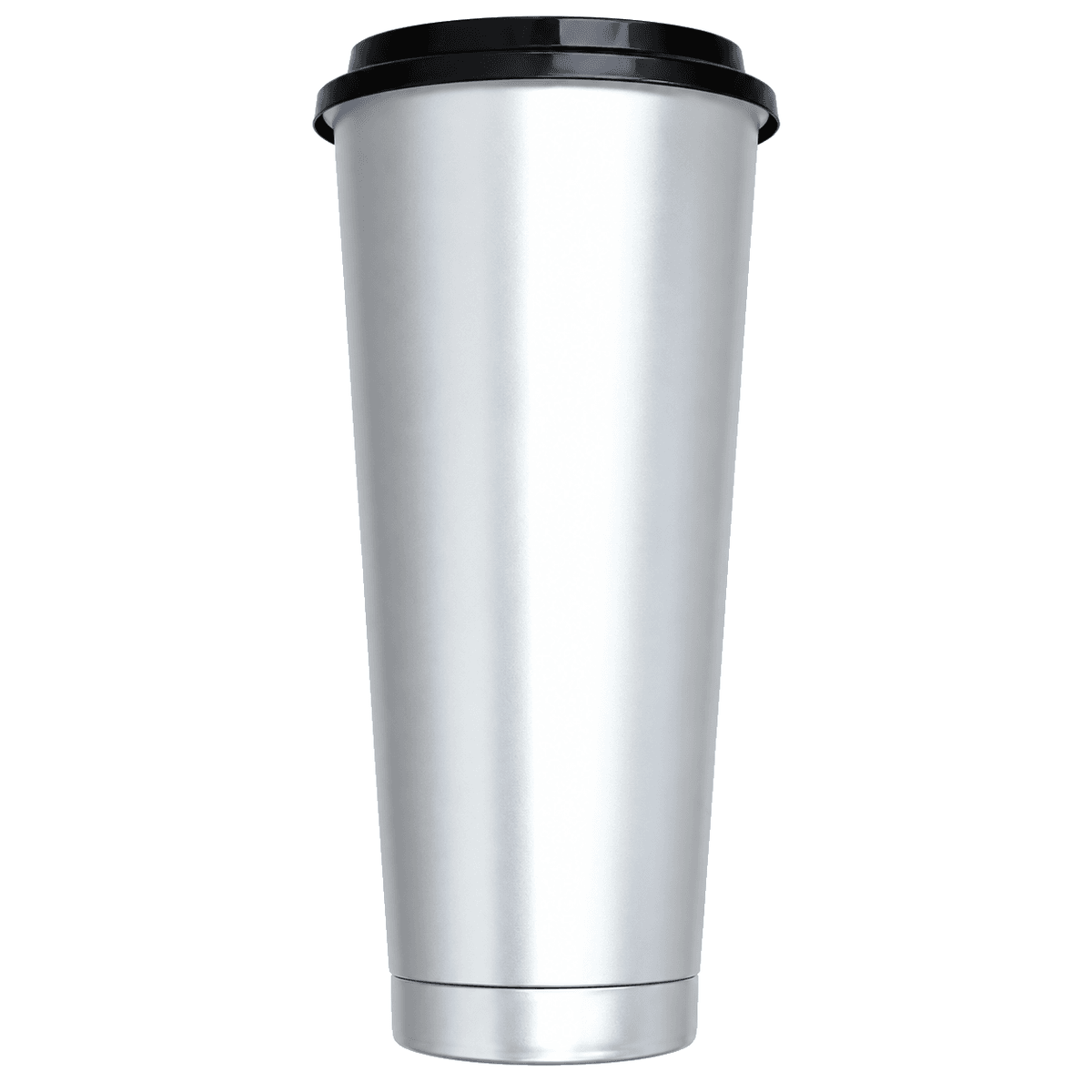 1000ml Matte Silver Film Cup Set with Black Glossy Lid