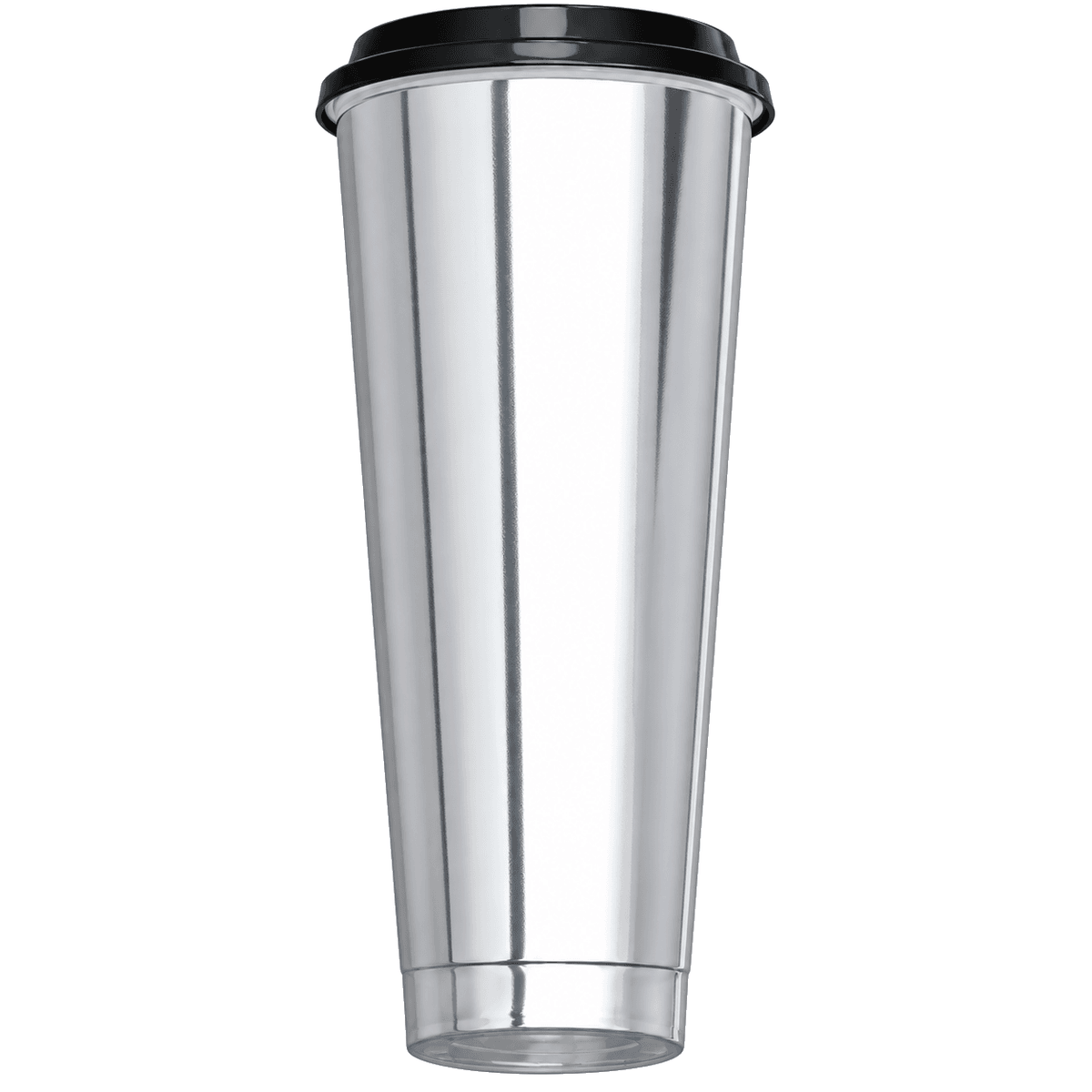 1000ml Bright Silver Film Cup Set with Black Glossy Lid